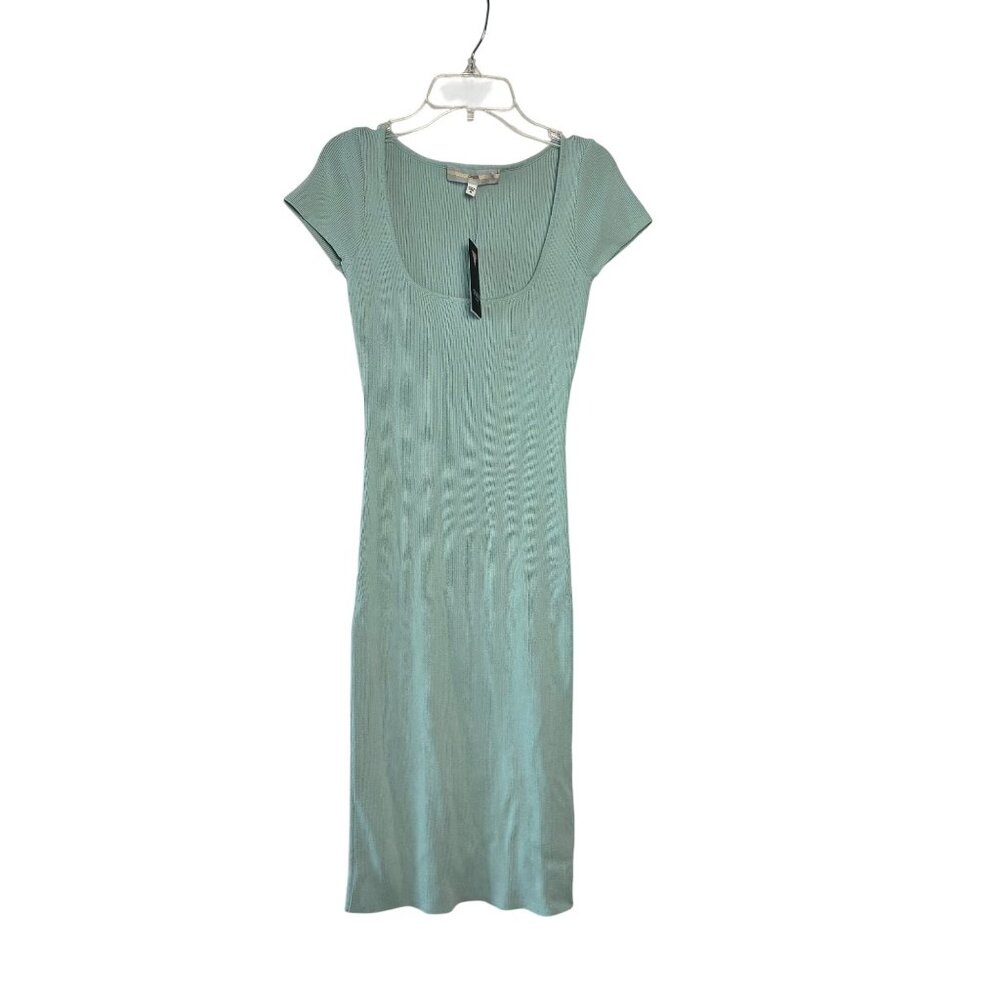 NWT GUESS Cap Sleeve Charlotte Bodycon Ribbed‎ Dress M Aqua Ice Mint Green *READ